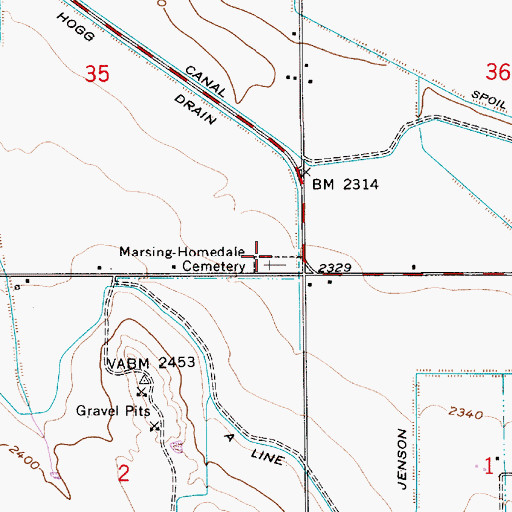 Topographic Map of Marsing - Homedale Cemetery, ID