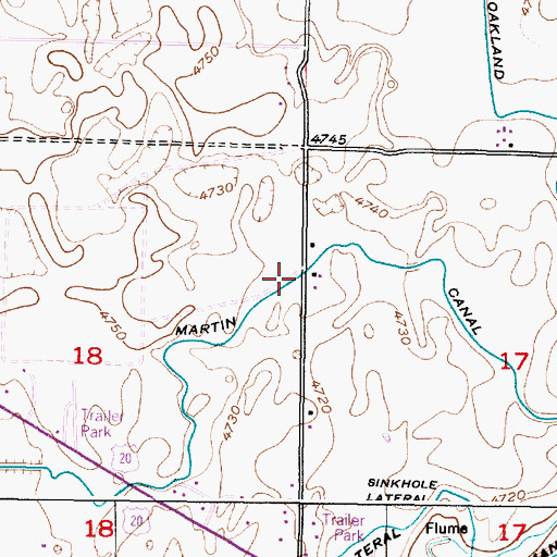 Topographic Map of Martin Canal, ID