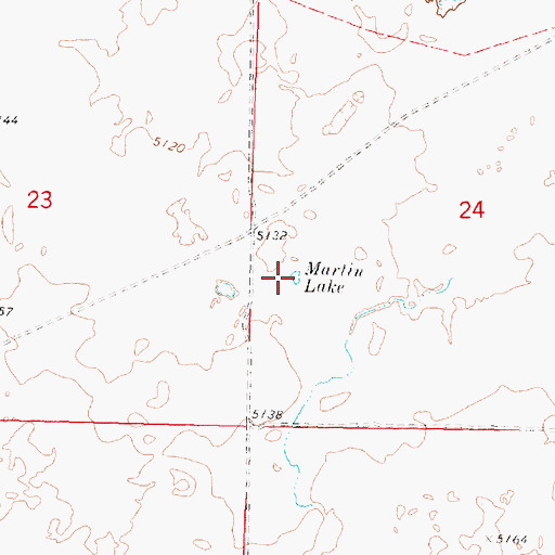 Topographic Map of Martin Lake, ID