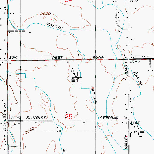 Topographic Map of Martin Lateral, ID