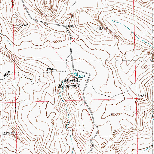 Topographic Map of Martin Reservoir, ID