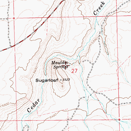 Topographic Map of Mauldin Springs, ID