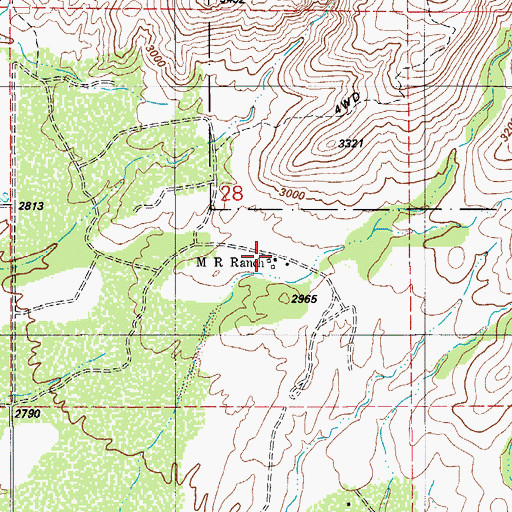 Topographic Map of M R Ranch, AZ