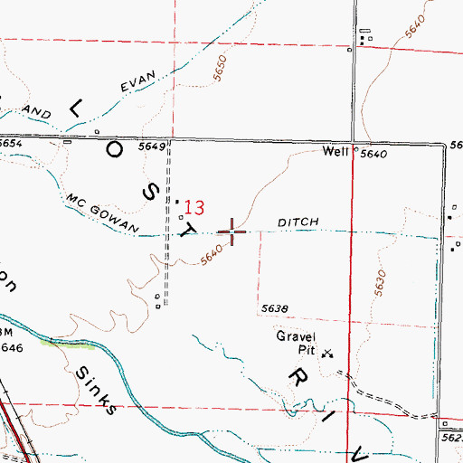 Topographic Map of McGowan Ditch, ID