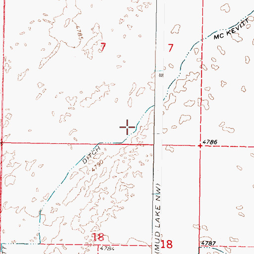 Topographic Map of McKevitt Ditch, ID