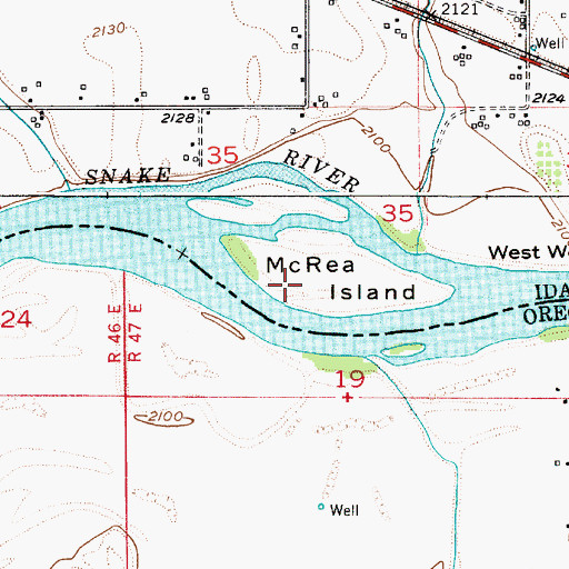 Topographic Map of McRea Island, ID