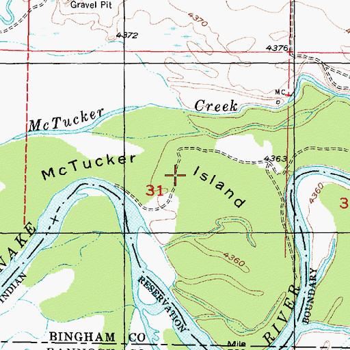 Topographic Map of McTucker Island, ID