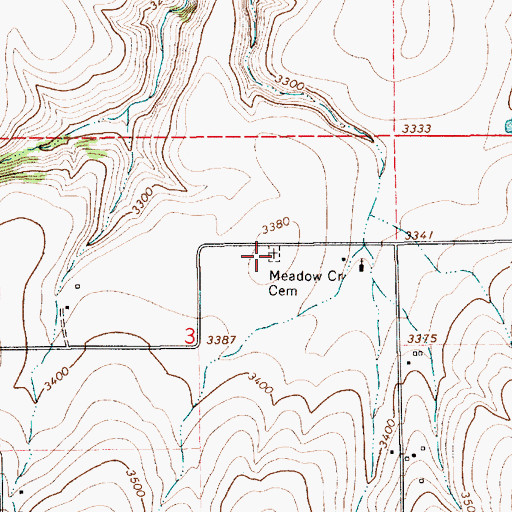 Topographic Map of Meadow Creek Cemetery, ID