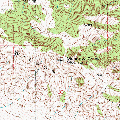 Topographic Map of Meadow Creek Mountain, ID