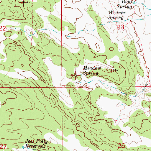 Topographic Map of Meadow Spring, ID