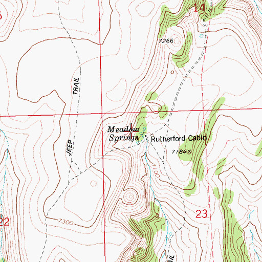 Topographic Map of Meadow Springs, ID