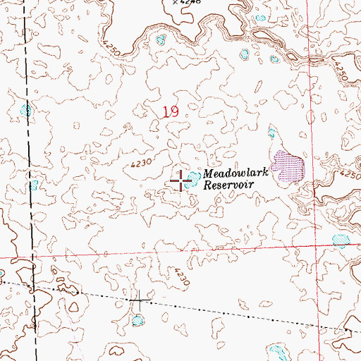 Topographic Map of Meadowlark Reservoir, ID