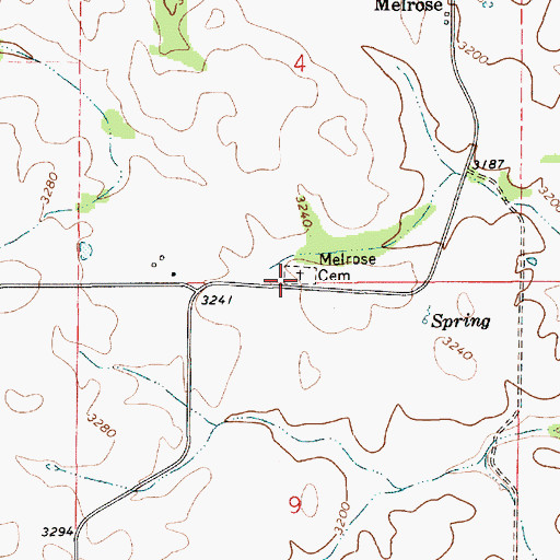 Topographic Map of Melrose Cemetery, ID