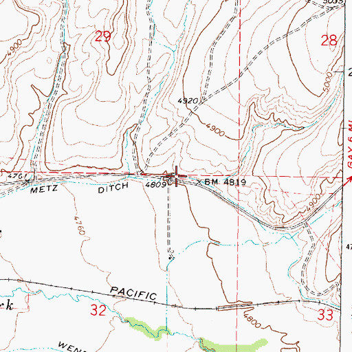 Topographic Map of Metz Ditch, ID