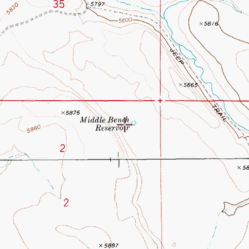 Topographic Map of Middle Bench Reservoir, ID