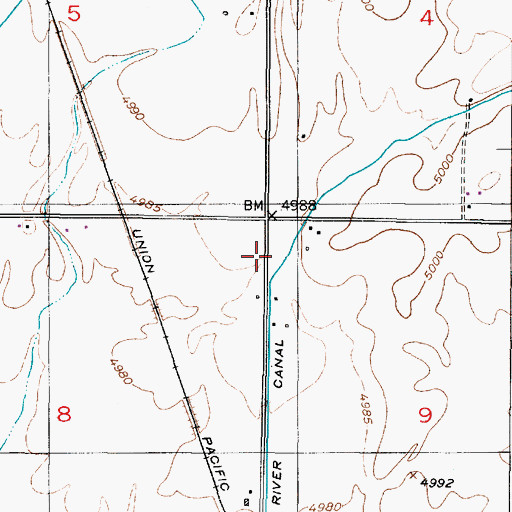 Topographic Map of Middle Branch Fall River Canal, ID