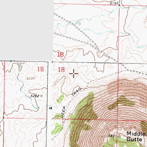 Topographic Map of Middle Butte, ID