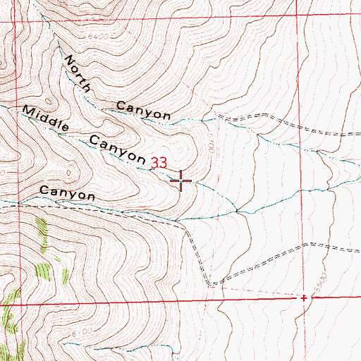 Topographic Map of Middle Canyon, ID