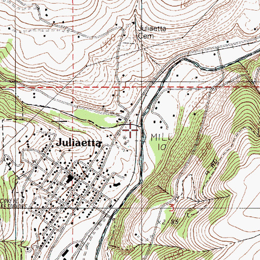 Topographic Map of Middle Potlatch Creek, ID