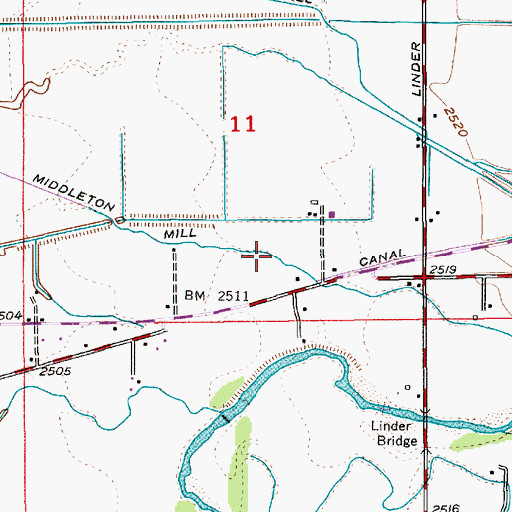 Topographic Map of Middleton Mill Canal, ID