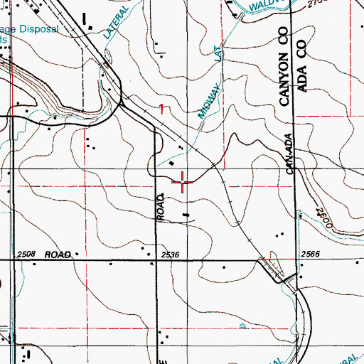 Topographic Map of Midway Lateral, ID