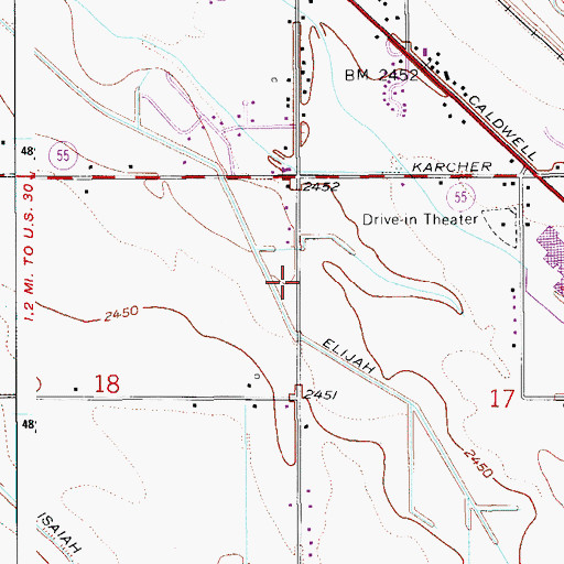 Topographic Map of Midway School, ID
