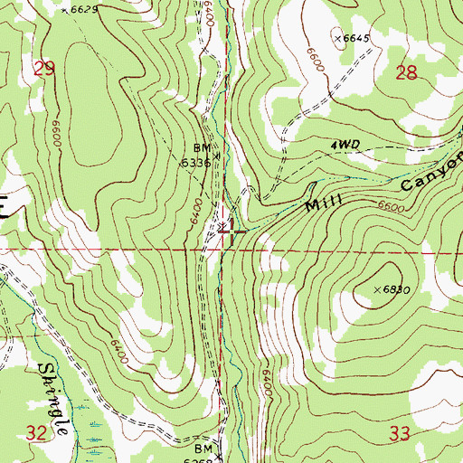Topographic Map of Mill Canyon, ID