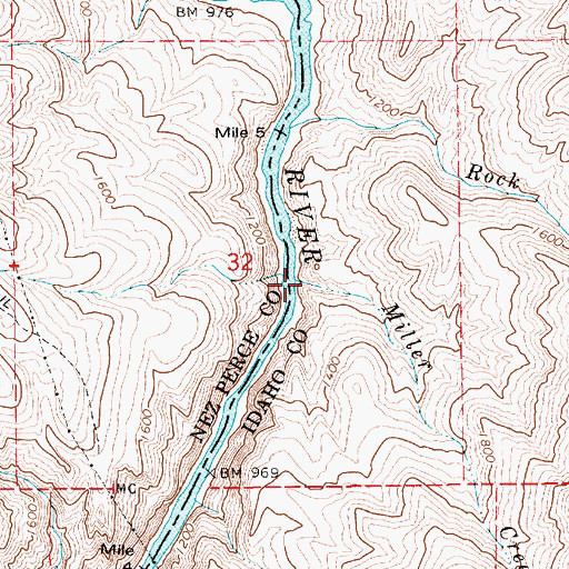 Topographic Map of Miller Creek, ID