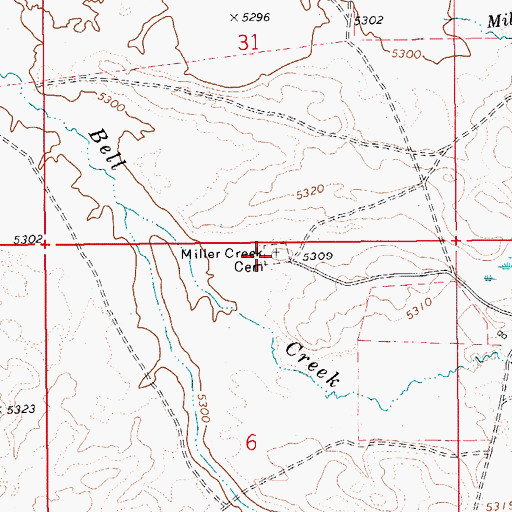 Topographic Map of Miller Creek Cemetery, ID