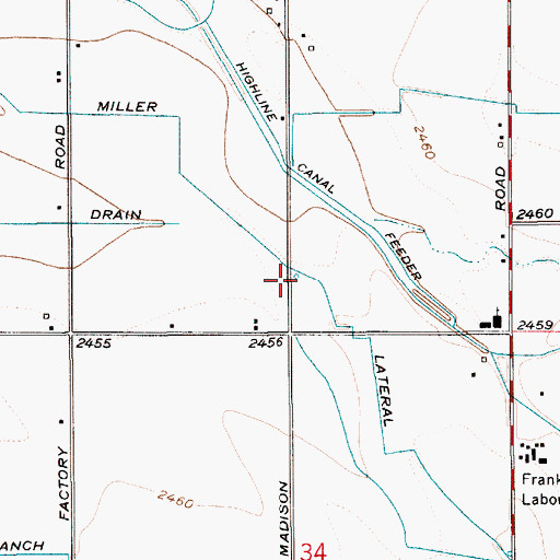 Topographic Map of Miller Lateral, ID