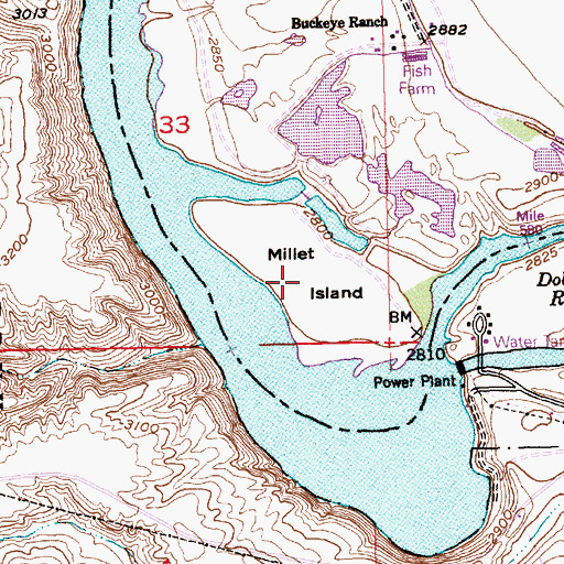 Topographic Map of Millet Island, ID