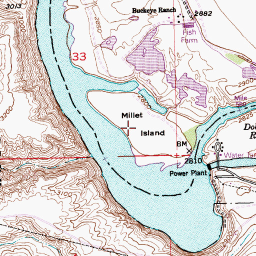 Topographic Map of Millet Island, ID