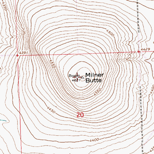 Topographic Map of Milner Butte, ID