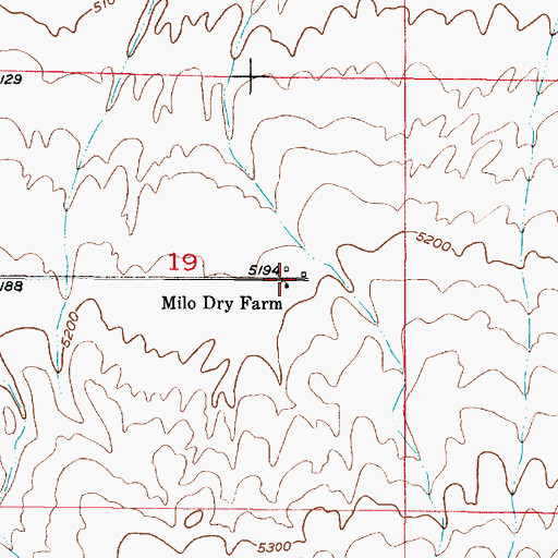 Topographic Map of Milo Dry Farm, ID