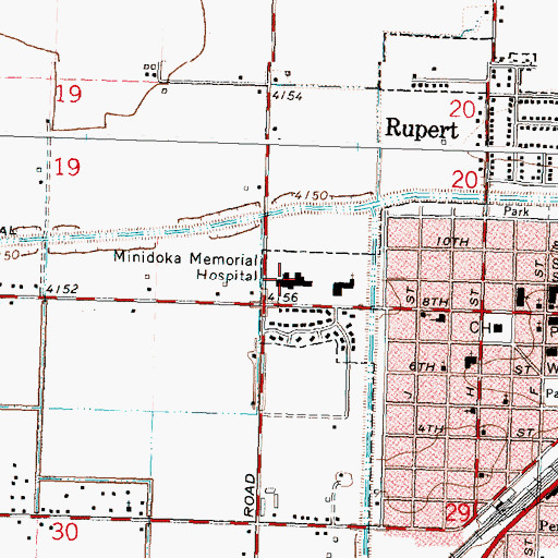 Topographic Map of Minidoka Memorial Hospital, ID