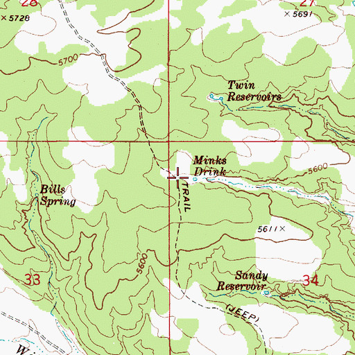 Topographic Map of Minks Drink, ID