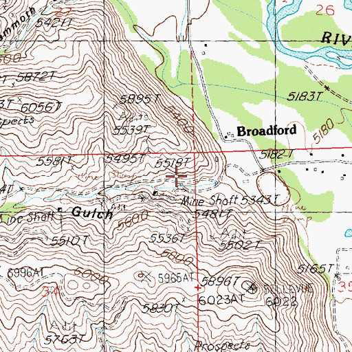 Topographic Map of Minnie Moore Gulch, ID