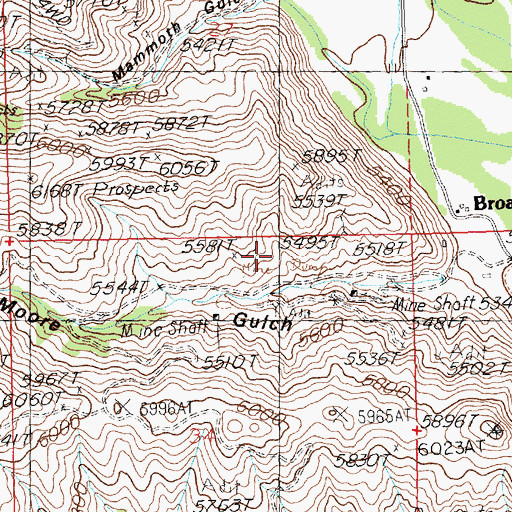 Topographic Map of Minnie Moore Mine, ID