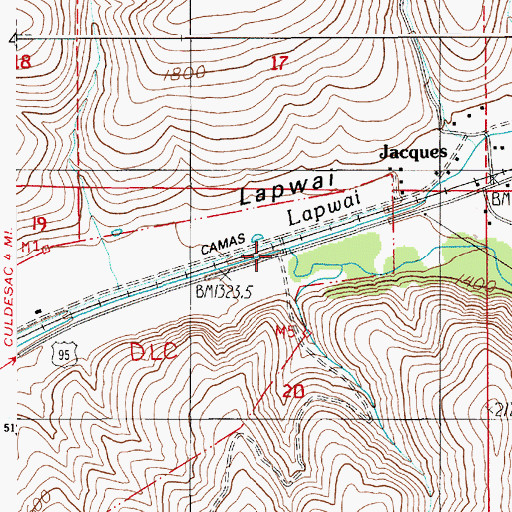 Topographic Map of Mission Creek, ID