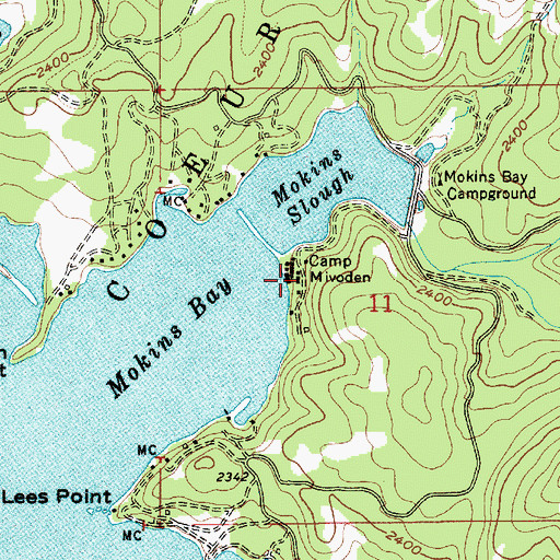 Topographic Map of Mokins Bay, ID