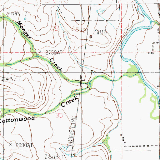 Topographic Map of Monger Creek, ID
