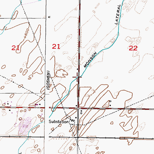 Topographic Map of Monson Lateral, ID