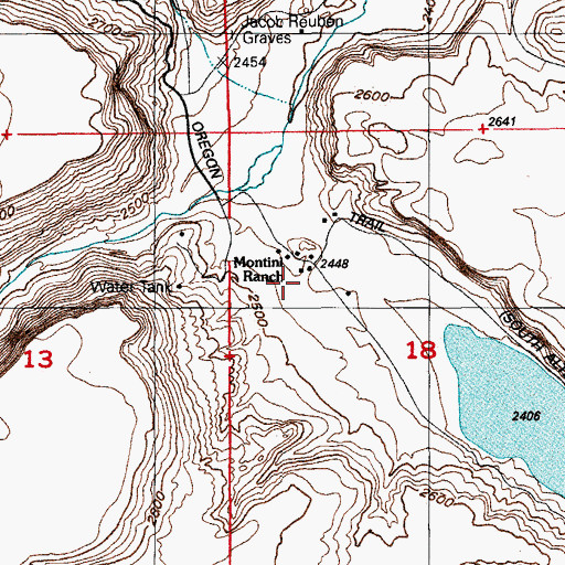 Topographic Map of Montini Ranch, ID