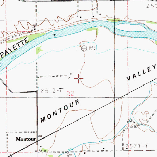 Topographic Map of Montour Valley, ID