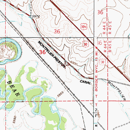 Topographic Map of Montpelier Preston Canal, ID