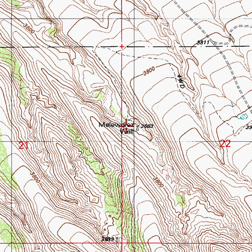 Topographic Map of Melendrez Well, AZ