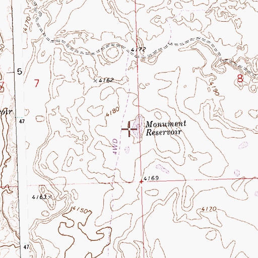 Topographic Map of Monument Reservoir, ID