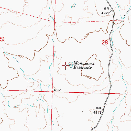 Topographic Map of Monument Reservoir, ID