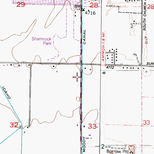 Topographic Map of Moody Canal, ID