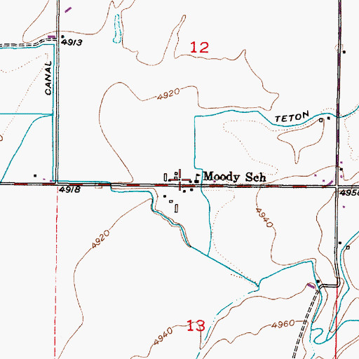 Topographic Map of Moody School, ID